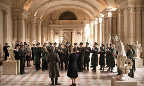In a scene from the film Francofonia, members of the Nazi Wehrmacht gather in the vaulted chambers of the Louvre