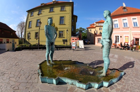 The work of controversial artist David Černý can be seen all over the city, including the Piss Sculpture in front of the Franz Kafka museum.