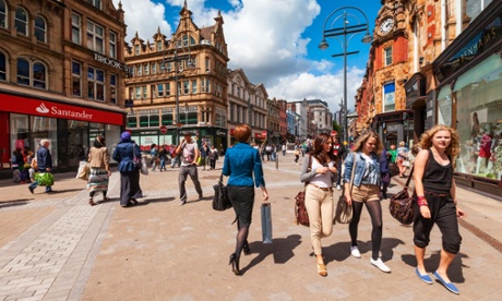 shoppers in briggate, leeds