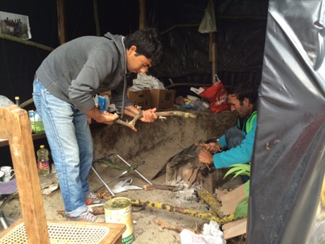 Jahazab making tea in the jungle