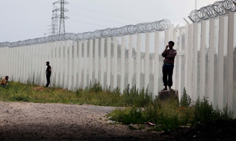 A barbed wire fence near the 'Jungle' in Calais.