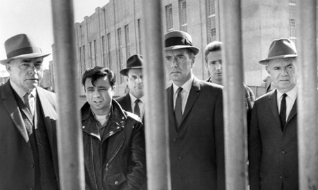 Actors Robert Blake, John Forsythe and Scott Wilson, on-set of the film In Cold Blood in 1967.
