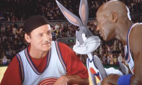 Basketball star Michael Jordan, alongside fellow actors Bill Murray and Bugs Bunny in Space Jam
