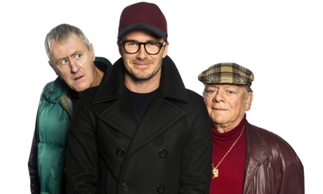 Modelling tips for Rodney … David Beckham first acted alongside Nicholas Lyndhurst and David Jason for an Only Fools and Horses sketch for Sports Relief 2014.