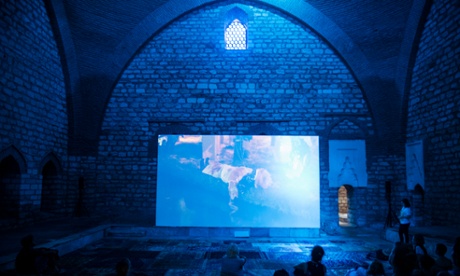 Cabaret Crusades by Wael Shawky in the Küçük Mustafa Paşa Hammam.