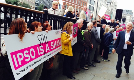 Hacked Off protesters outside Ipso's London headquarters. 