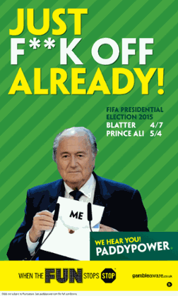 Paddy Power's Sepp Blatter ad: ran in the Guardian's sports section