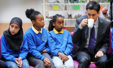 Ed Miliband on a visit to a school