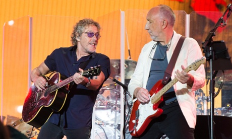 Singer Roger Daltrey and Pete Townshed of the Who perform at Glastonbury 2015.