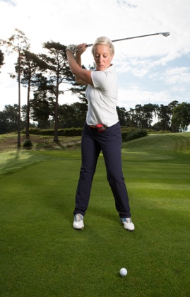 Georgie Bingham takes a swing with the Game Golf.