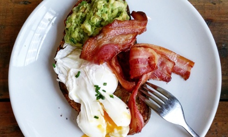 Egg and bacon: breakfast at Ozone Coffee.