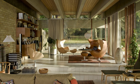open-plan 70s-style living room