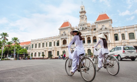 Two women in traditional dress in Ho Chi Minh City