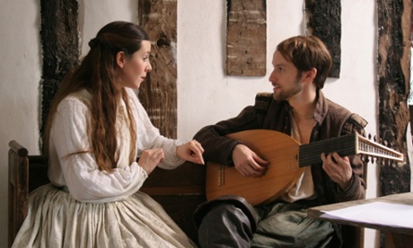 Mark Arends as John-Wilbye and Sophia Di Martino as Lady Mary in Draw on Sweet Night