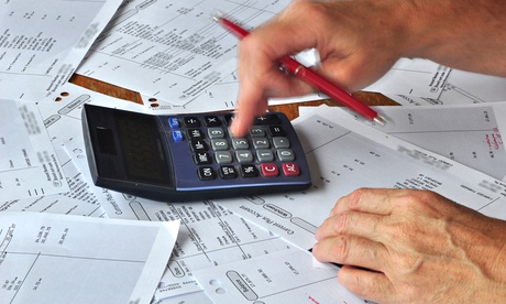Checking bank statements with a calculator