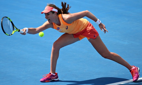 Johanna Konta plays a forehand