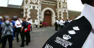 prison officer on strike outside Wormwood Scrubs prison in London ...