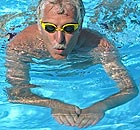 An older man swimming