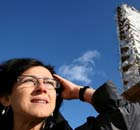 Architect Irena Bauman at the Skyline apartments development, Leeds city centre. Photograph: Asadour Guzelain
