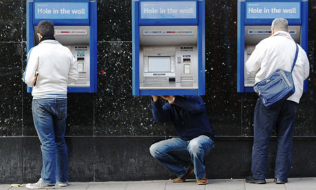 A cash machine outside a bank in London