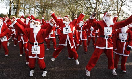 Santas in Battersea Park