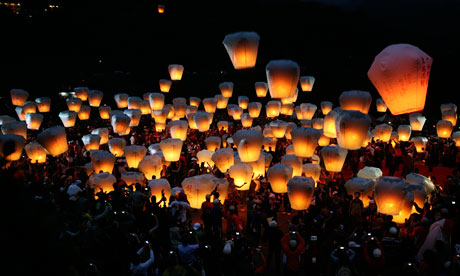 paper lanterns floating