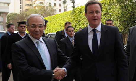 David Cameron and Egypt's Ahmed Shafik