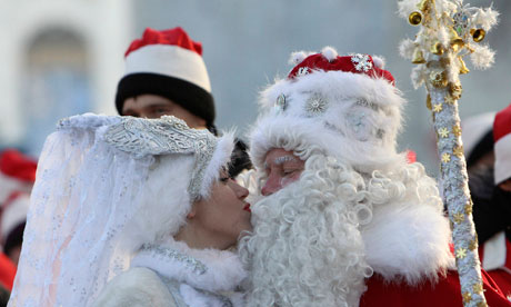 A man dressed as Father Frost