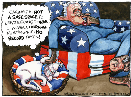 Steve Bell on Whitehall holding up the Chilcot inquiry into Iraq