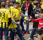 Borussia Dortmund and Bayern Munich fans in Trafalgar Square