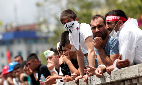 Turkey: protesters at entrance to Gezi Park