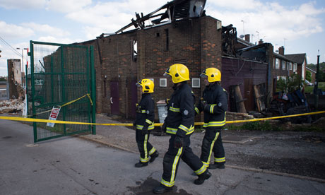 Fire-damaged community centre near Muswell Hill in north London