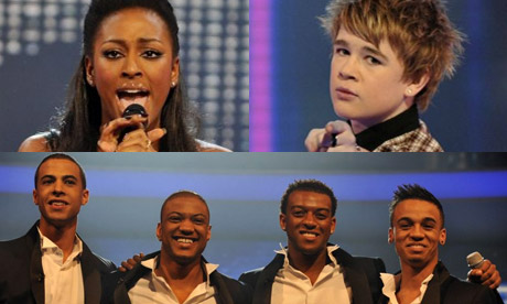 The X Factor finalists: Alexandra, Eoghan and JLS