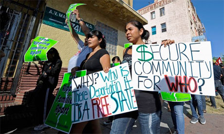 Immigrant rights campaigners in Los Angeles, California