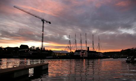 SS Great Britain in Bristol harbour under a cloudy sky