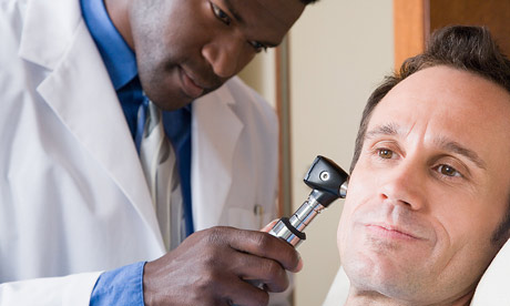Ear examination of a patient