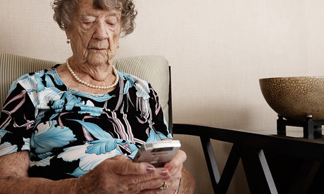 Elderly woman with smartphone