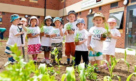 Children in Wythenshawe hospital staff allotment