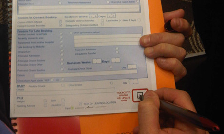 A digipen filling out a maternity form