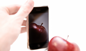 Apple reflected in iPhone