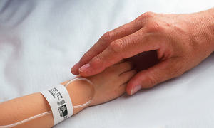 Barcode wristband on baby
