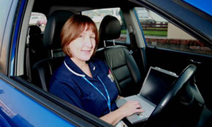 A nurse at Kirklees using a Toughbook