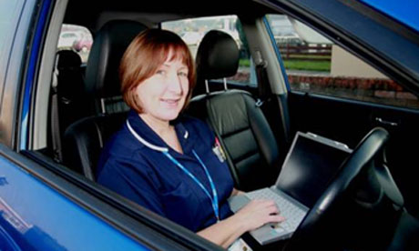 A nurse at Kirklees using a Toughbook