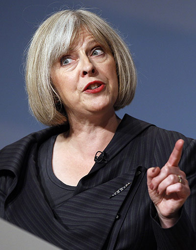 Tory fashion: Home Secretary Theresa May speaks during the Conservative Party Confere