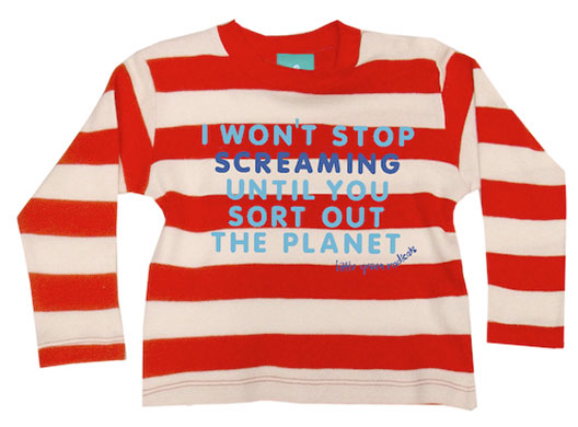 Fairtrade baby clothes: Little Green Radicals slogan T-shirt