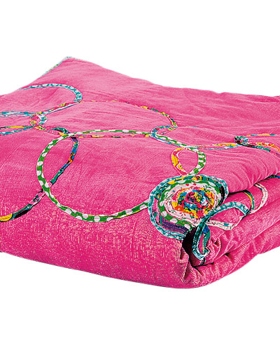 Throws: Pink embroidered