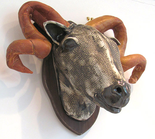 Craftidermy: Ceramic ram's head, by Fiona Bates