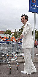 White suit / supermarket / shopping