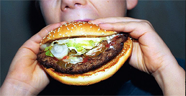 Child eating burger / junk food