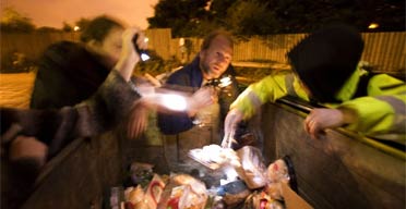 Freegans raiding a supermarket skip